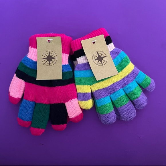 Youth girl’s multicolored gloves. Cute and bright colors!! 2 pairs. NWT. - Picture 4 of 11